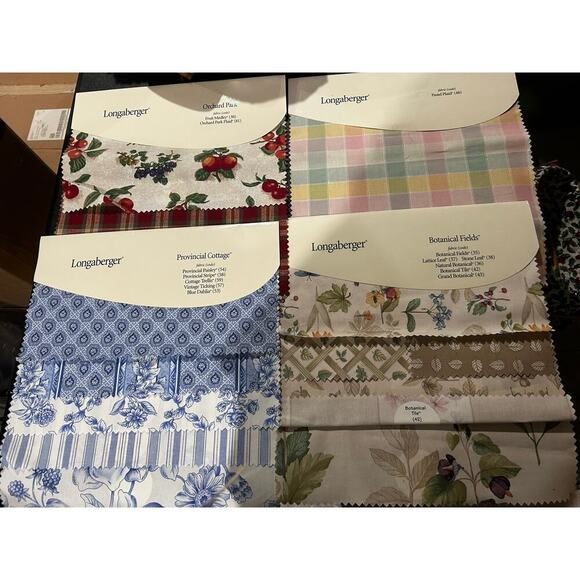 Longaberger Basket Fabric Samples lot quilting crafts‎ botanical plaid solid - Picture 1 of 2